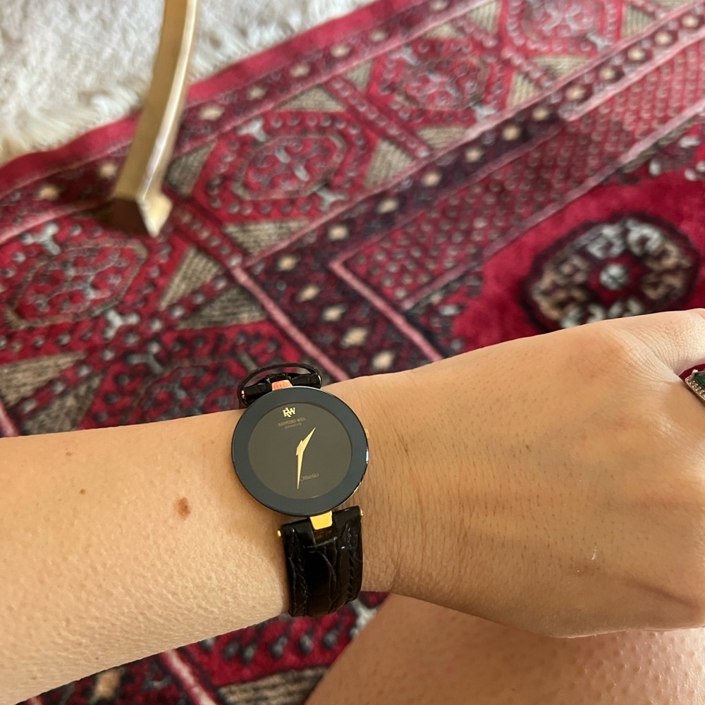 Black Leather Raymond Weil Othello Women's Watch